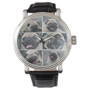 Personalizado 6 fotos collage perro amante reloj