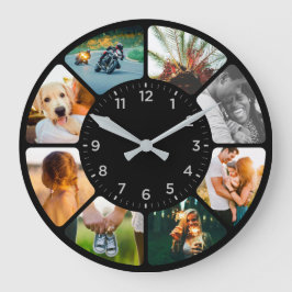 Personalizado 8 fotos redondeadas reloj grande