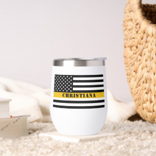 Personalizado 911 Dispatcher USA Flag Thin Gold Li
