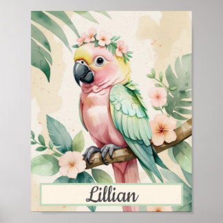 Personalizado acuarela Safari tropical Chica arte