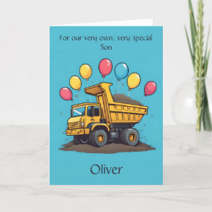 Personalizado Adorable Dump Truck Son Tarjeta de P
