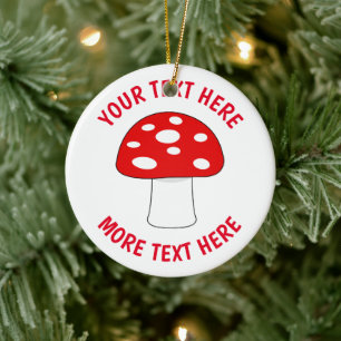 Personalizado adorable hongo rojo adorno de árbol