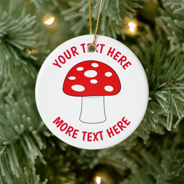 Personalizado adorable hongo rojo adorno de árbol  (Árbol)