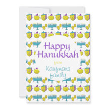 Personalizado agrega tu nombre Hanukkah tarjeta li