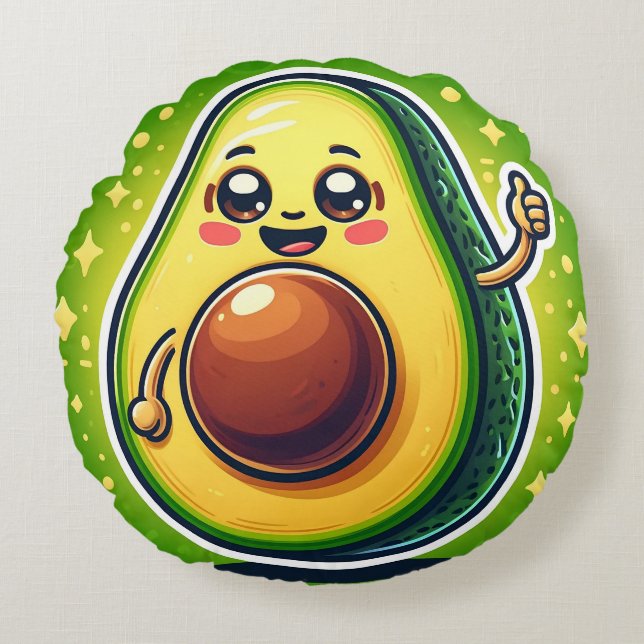 Personalizado Aguacate media almohada redonda - ca (Anverso)