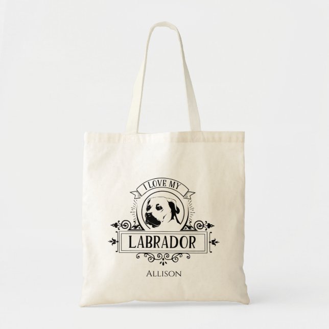 Personalizado Amo Mi Bolsa De Tote De Labrador (Frente)