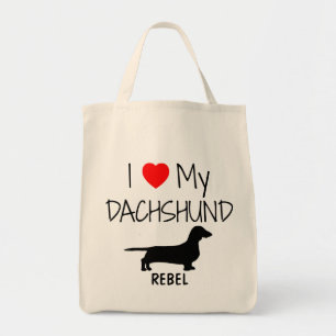 Personalizado Amo Mi Bolsa De Tote De Perro Dachsh