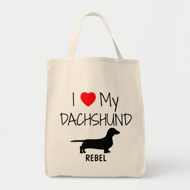 Personalizado Amo Mi Bolsa De Tote De Perro Dachsh (Frente)