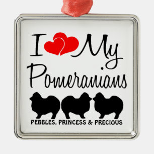 Personalizado Amo Mi Ornamento De Tres Pomeraniano