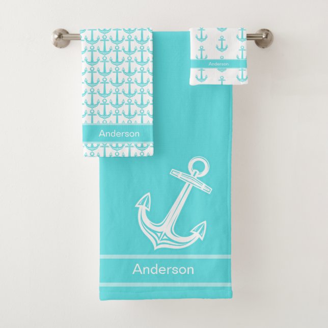 Personalizado Anchor Náutico Baño Verde azulado Bl (In situ)