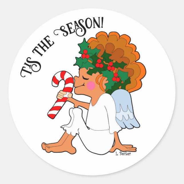 Personalizado Ángel con Pegatina Candy Cane (Anverso)