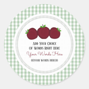 Personalizado Apple Gingham Classic Round Pegatina