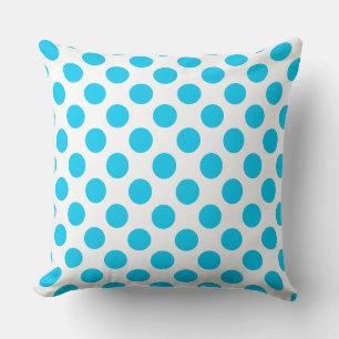 Personalizado Aqua Blue Polka Dot Cojín decorativo