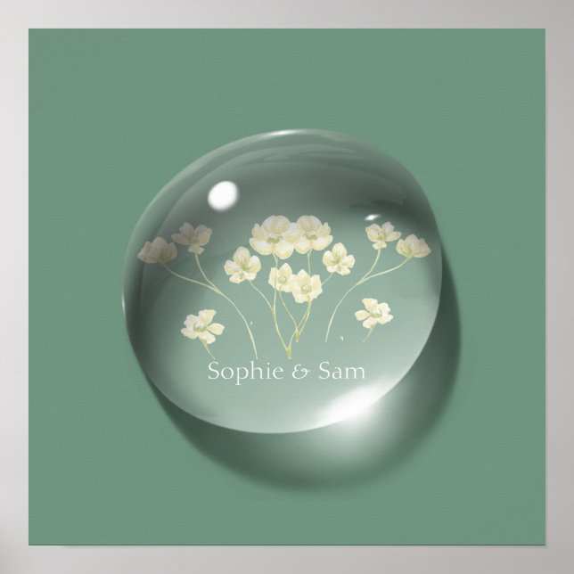 Personalizado Arte Moderno Flor Waterdrop Green Po (Frente)