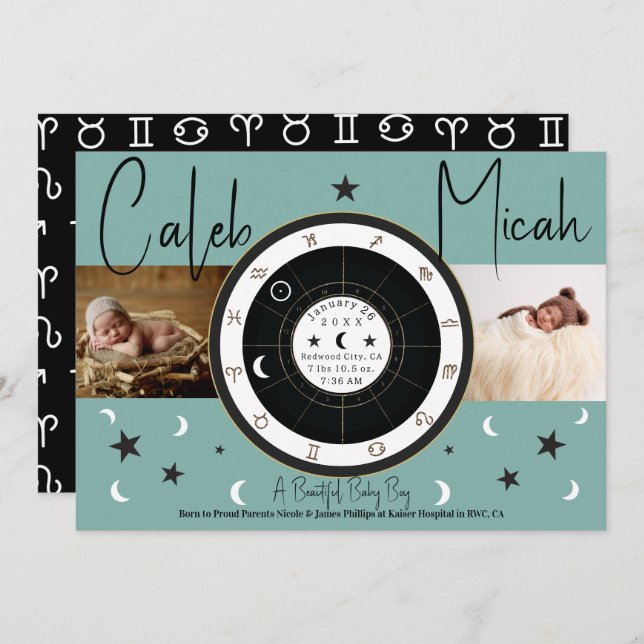 Personalizado Astrología Rótulo Sun Moon Anuncio d (Anverso / Reverso)