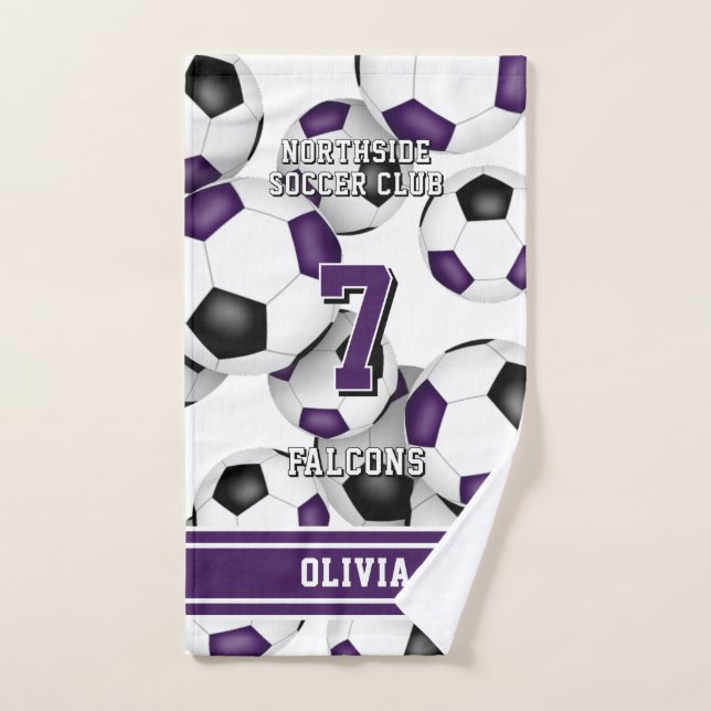 Personalizado atleta y equipo de nombre morado (Toalla de mano)