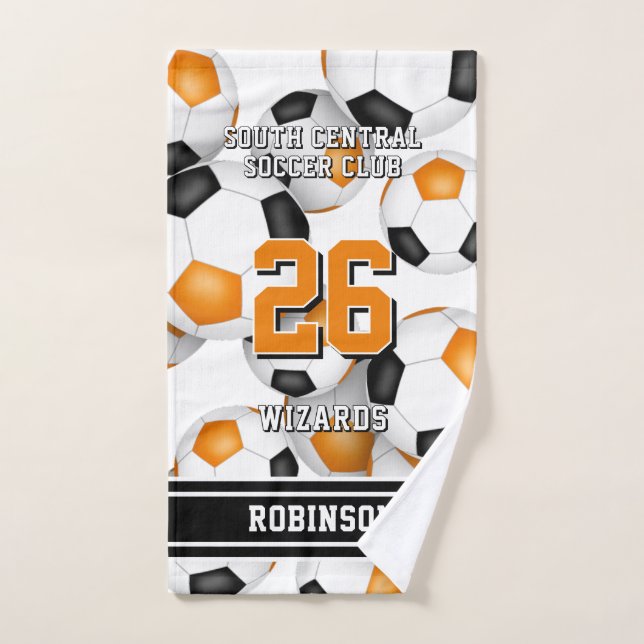 Personalizado atleta y naranja de nombres de equip (Toalla de mano)
