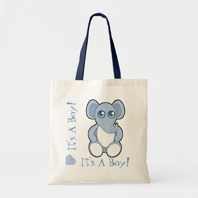 Personalizado azul bebé elefante nueva bolsa de ma (Frente)