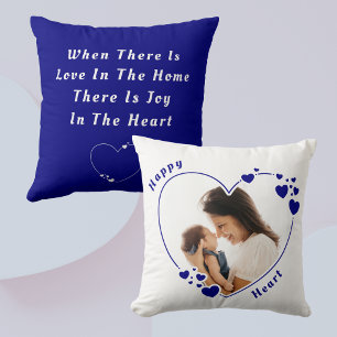 Personalizado azul del corazón feliz almohada de f