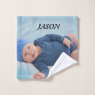 Personalizado azul foto personalizada de niño bebé