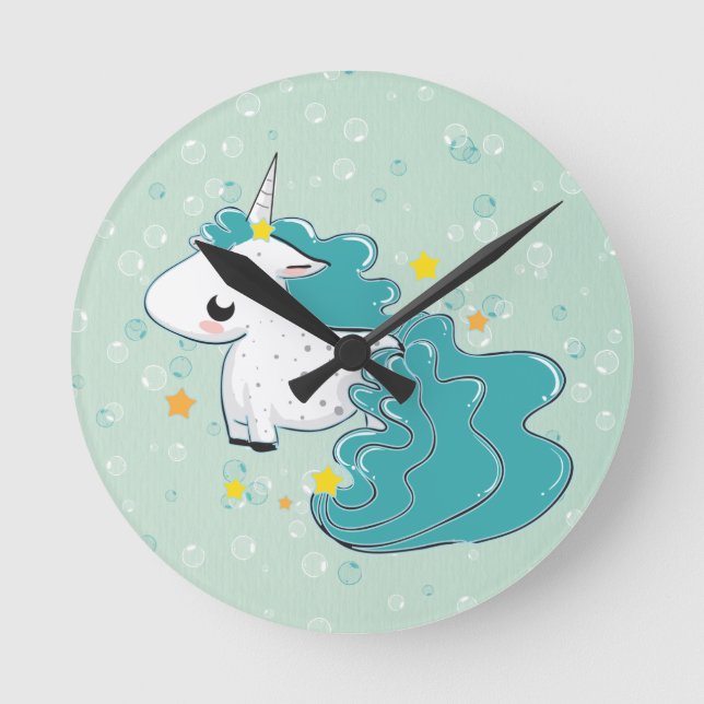 personalizado azul unicornio con reloj de estrella (Anverso)