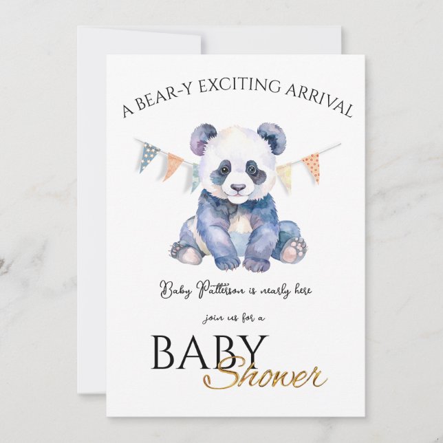 Personalizado Baby Panda Baby Shower Invitación (Anverso)
