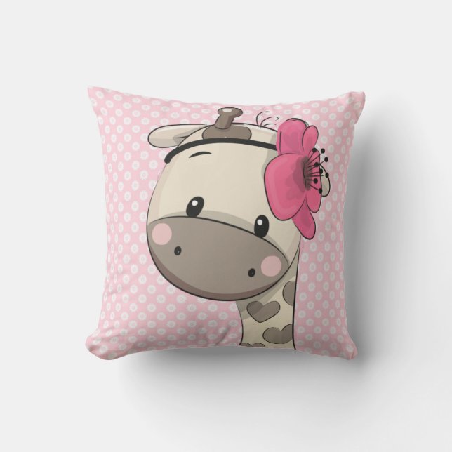 Personalizado Baby Pink Giraffe Cojín decorativo (Anverso)