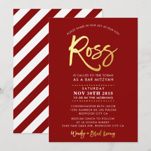 PERSONALIZADO Bar Mitzvah Invitación para Ross roj