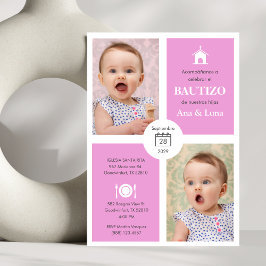 Personalizado Bautizo Invitación Chicas gemelos ad
