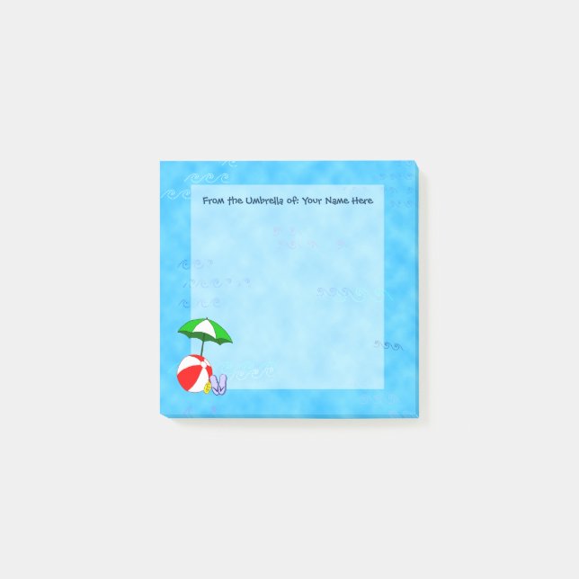 Personalizado Beach Ball y Pool Umbrella Post nota (Anverso)