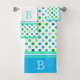 Personalizado Beachy Azure Blue Lime Green Polkado