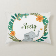 Personalizado Bebé Floral Animales Acento Almohada