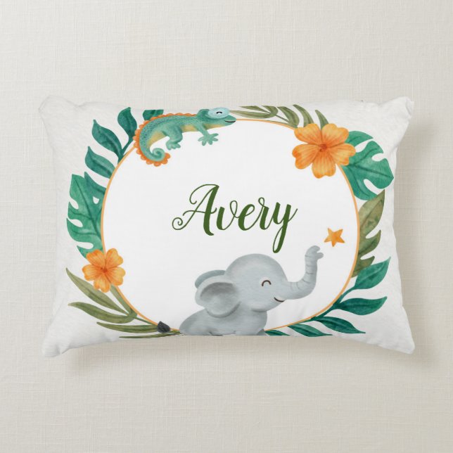 Personalizado Bebé Floral Animales Acento Almohada (Anverso)