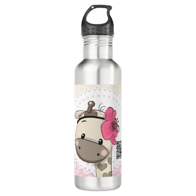Personalizado Bebé Girafa rosa Botella de agua de  (Anverso)