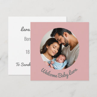 personalizado bebé niña rosa, anuncio de bienvenid