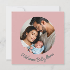 personalizado bebé niña rosa, anuncio de bienvenid