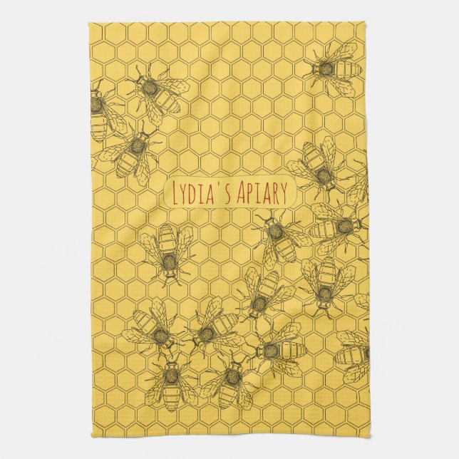 Personalizado Bee Apiary Kitchel Toalla (Vertical)