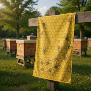 Personalizado Bee Apiary Kitchel Toalla
