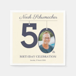 Personalizado beige de 50 años foto servilleta