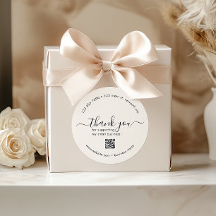 Personalizado Beige Gracias Pegatinas Con Código Q