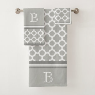 Personalizado Beige Gray White Retro Ikat Quatrefo
