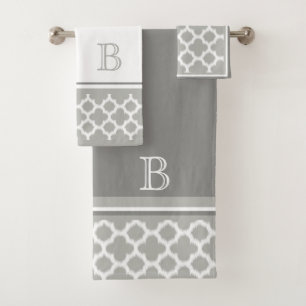 Personalizado Beige Gray White Retro Ikat Quatrefo