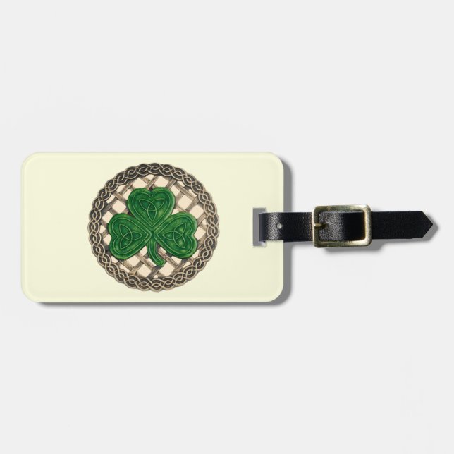Personalizado Beige Shamrock Celtic Knots Etiqueta (Frente Horizontal)