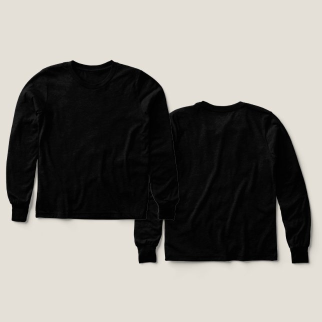 Personalizado Bella Canvas Long para niños negros  (Diseño frontal y trasero)