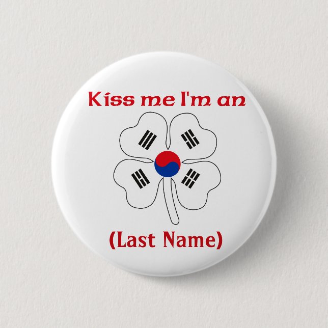 Personalizado béseme que soy botón coreano (Anverso)