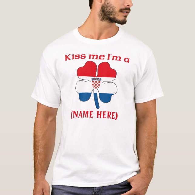 Personalizado béseme que soy camiseta croata (Anverso)