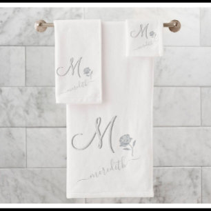 Personalizado blanco elegante Monograma Nombre Flo