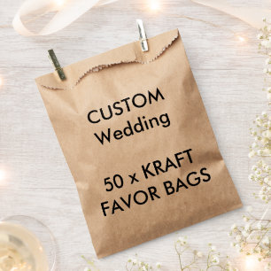 Personalizado boda 50 x BOLSAS DE FAVOR DE KRAFT (