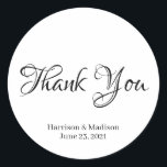 Personalizado Boda de texto negro regalo pegatinas<br><div class="desc">Personalizado Boda de texto negro regalo pegatinas de etiquetas favoritas. Elegante guión de texto negro,  fondo blanco. Gracias</div>