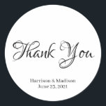 Personalizado Boda de texto negro regalo pegatinas<br><div class="desc">Personalizado Boda de texto negro regalo pegatinas de etiquetas favoritas. Elegante guión de texto negro,  fondo blanco. Gracias</div>